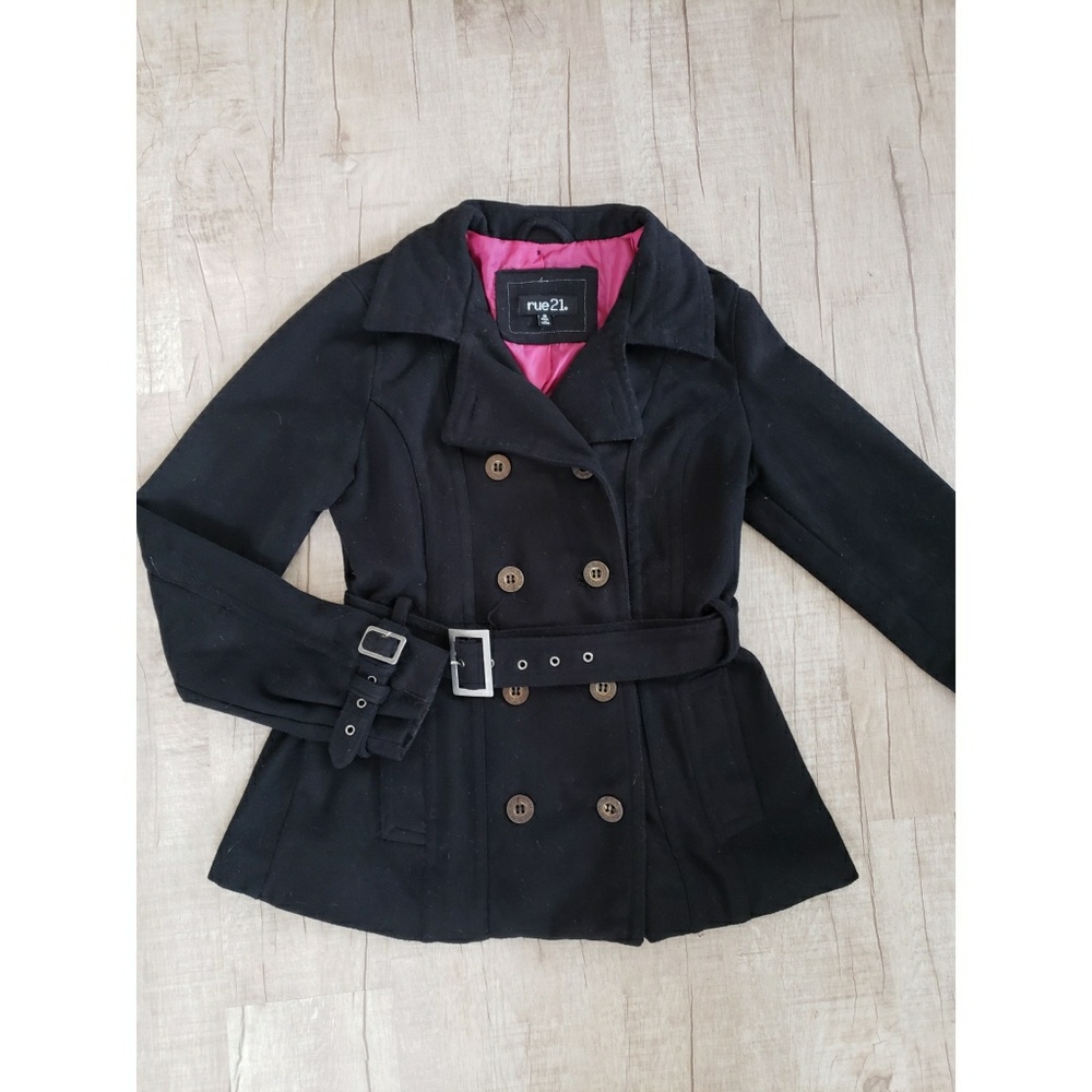 Rue 21: Black belted pea coat